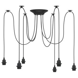 vidaXL Candeeiro suspenso com 6 porta-l&acirc;mpadas E27 metal preto