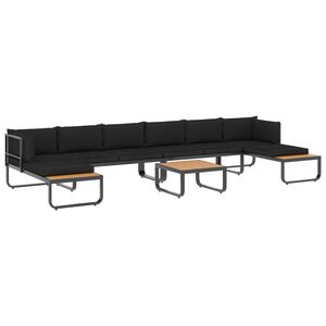 vidaXL Sof&aacute;s de canto para jardim com almofad&otilde;es 5 pcs alum&iacute;nio e WPC
