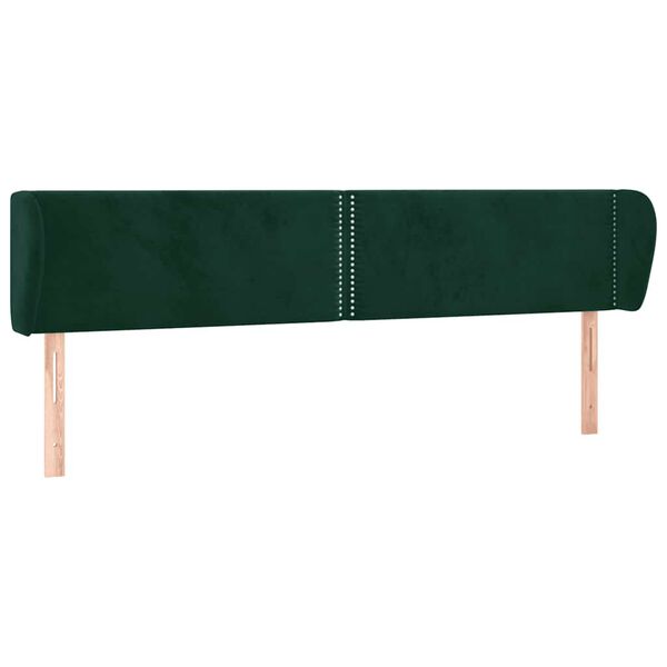 vidaXL Cabeceira de cama c/ abas veludo 163x23x78/88cm verde-escuro