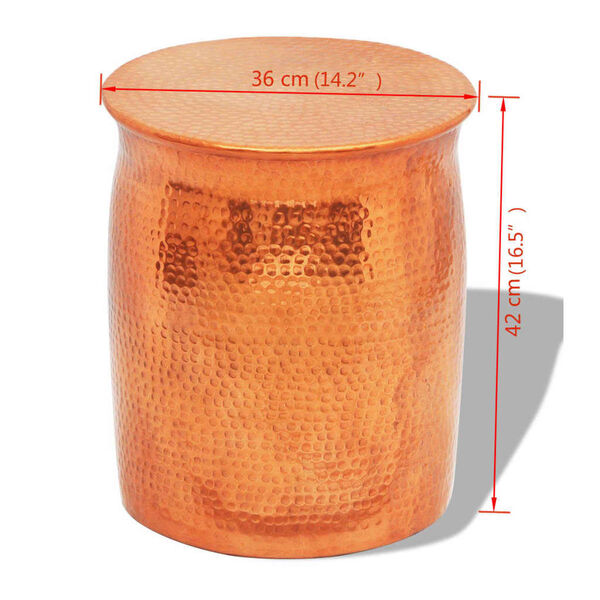 vidaXL Banco/mesa de apoio em alumínio martelado, cor de latão/cobre