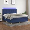 vidaXL Cama box spring c/ colch&atilde;o e LED 160x200 cm tecido azul