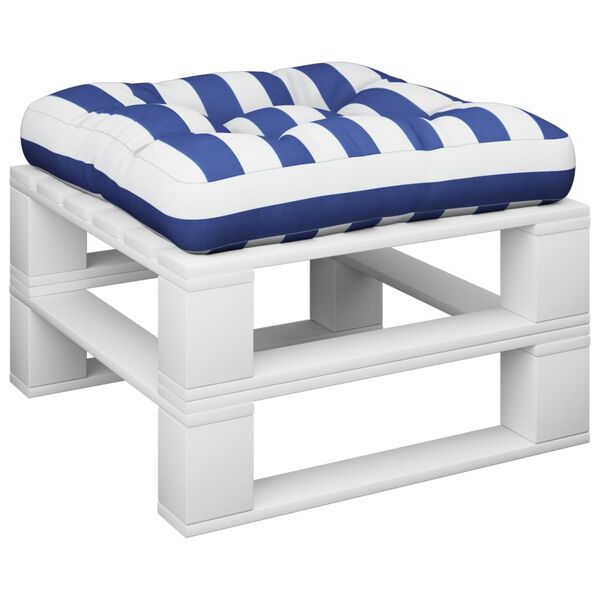 vidaXL Almofad&atilde;o p/ paletes 60x61,5x10 cm tecido oxford azul/branco