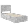 vidaXL Estrutura da Cama com gaveta Cinza Concreto e Prata 75 x 190 cm