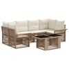 vidaXL Conjunto de Sof&aacute; de Jardim 7 unid. Bege e Branco Creme vime PE