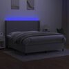 vidaXL Cama box spring c/ colch&atilde;o e LED 180x200 cm tecido cinza-claro