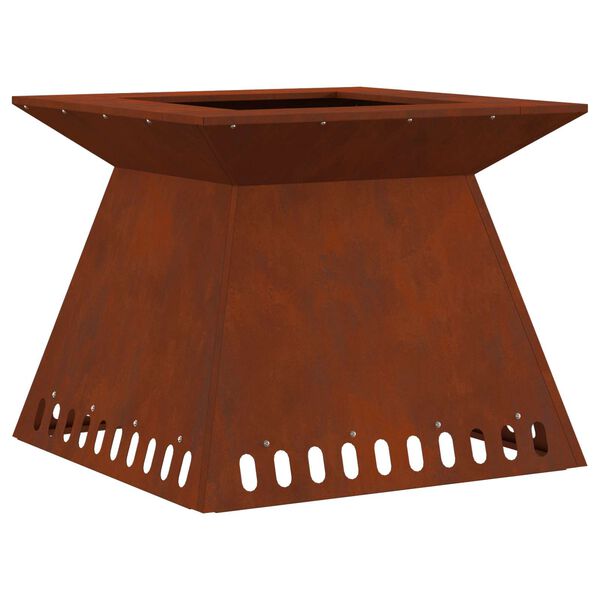 vidaXL Fire Pit Castanho 60 x 60 x 50 cm A&ccedil;o resistente &agrave;s intemp&eacute;ries