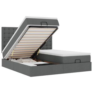 vidaXL Estrutura de cama otomana com colch&otilde;es tecido cinzento escuro