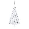 vidaXL Meia &aacute;rvore Natal artificial pr&eacute;-iluminada c/ bolas branco