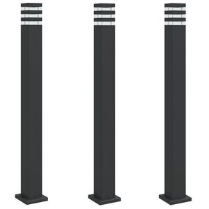 vidaXL Candeeiros de ch&atilde;o para exterior 3 pcs 110 cm alum&iacute;nio preto