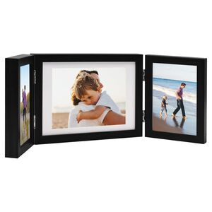 vidaXL Moldura com tr&ecirc;s dobras 22x15 cm+2x(10x15 cm) preto