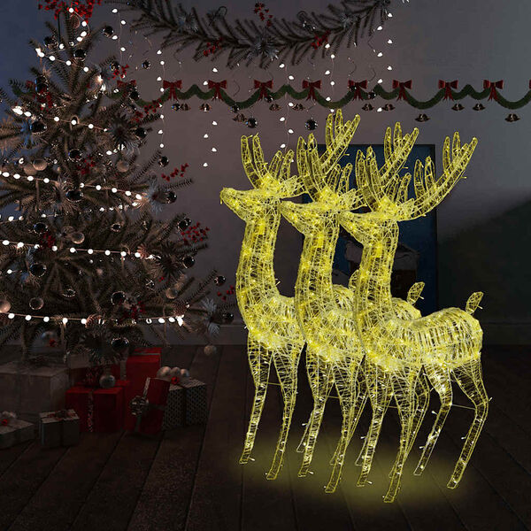 vidaXL Renas de Natal XXL 3pcs 250 LEDs 180 cm acr&iacute;lico branco quente