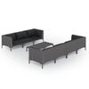 vidaXL 8 pcs conj. lounge jardim c/ almofad&otilde;es vime PE cinzento-escuro