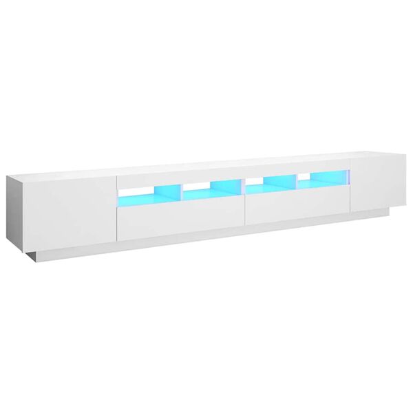 vidaXL M&oacute;vel de TV com luzes LED 260x35x40 cm branco