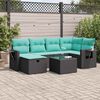 vidaXL 6 pcs conjunto sof&aacute;s de jardim c/ almofad&otilde;es vime PE preto