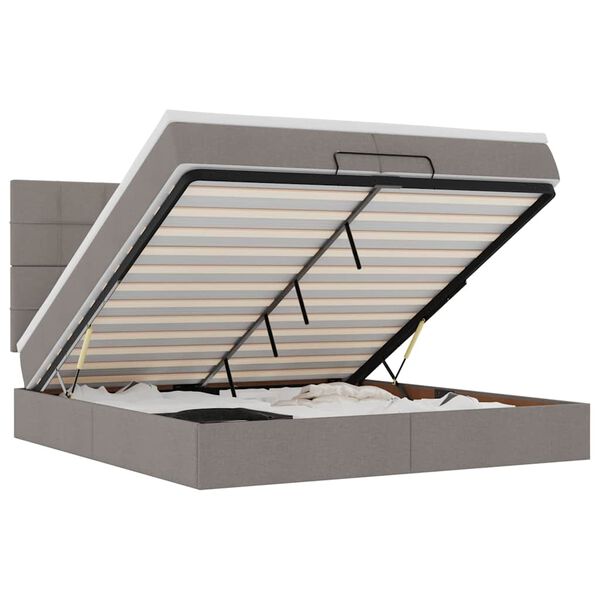 vidaXL Estrutura cama otomana com colch&otilde;es tecido cinzento 200x200cm