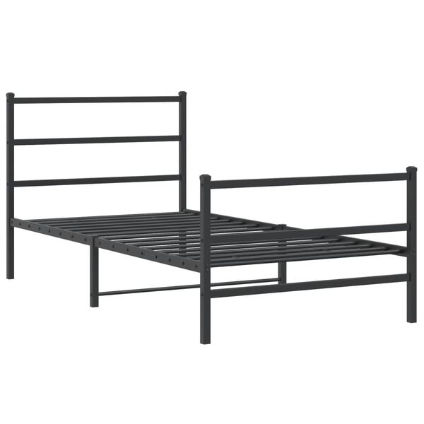vidaXL Estrutura de cama com cabeceira e p&eacute;s 100x200 cm metal preto