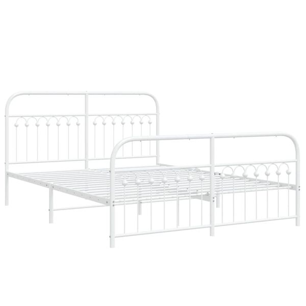 vidaXL Estrutura de cama com cabeceira e p&eacute;s 160x200 cm metal branco