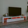 vidaXL M&oacute;vel de TV com luzes LED 230x36,5x40 cm branco brilhante