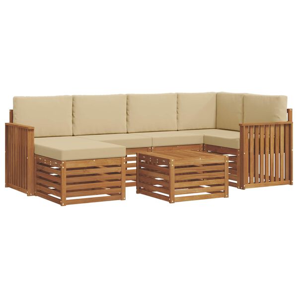 vidaXL Conjunto de Sof&aacute; Sectional com almofada 7 pcs Natural e Bege