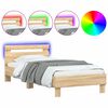 vidaXL Estrutura cama c/ cabeceira/luzes LED 90x200 cm carvalho sonoma