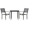 vidaXL 3 pcs conjunto de jantar para jardim a&ccedil;o e textilene preto