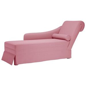vidaXL Chaise lounge c/ reforço/apoio de braços direito veludo rosa