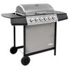 vidaXL Grelhador/barbecue a g&aacute;s 6 discos preto e prateado