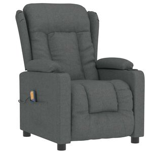 vidaXL Poltrona de massagens tecido cinzento-escuro