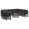 vidaXL Conjunto de Sof&aacute;s para Exterior 11 pcs Preto e Cinza Escuro