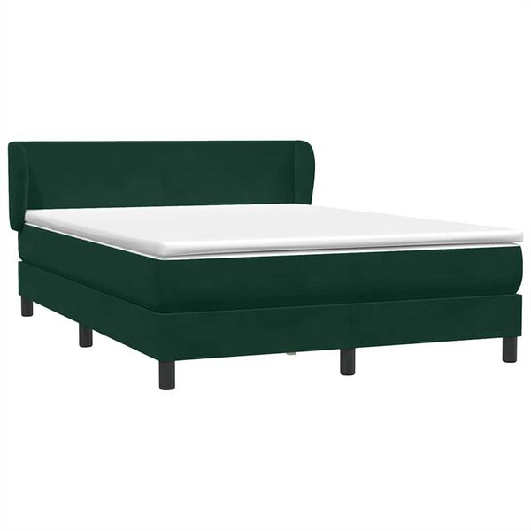 vidaXL Cama com molas/colch&atilde;o 160x220 cm veludo verde-escuro