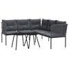 vidaXL Conjunto de sof&aacute;s de jardim c/ almofad&otilde;es a&ccedil;o/textilene preto