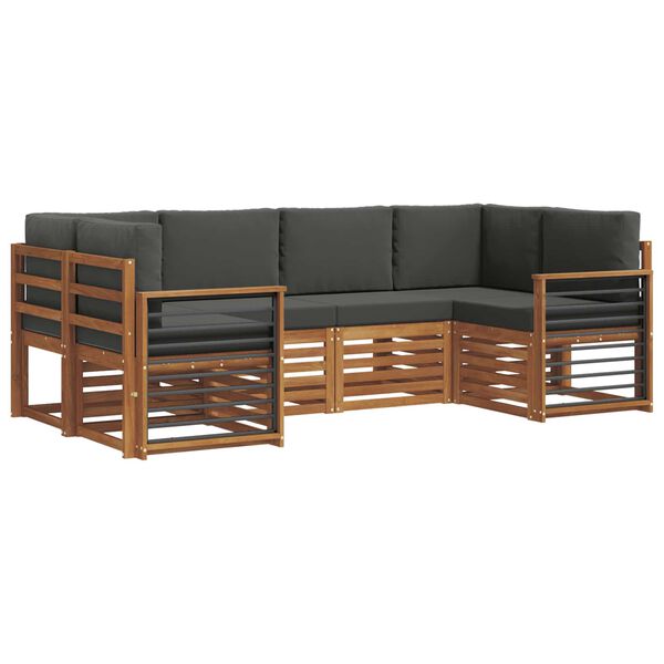 vidaXL Conjunto de Sof&aacute; Sectional 6 pcs Natural e Antracite