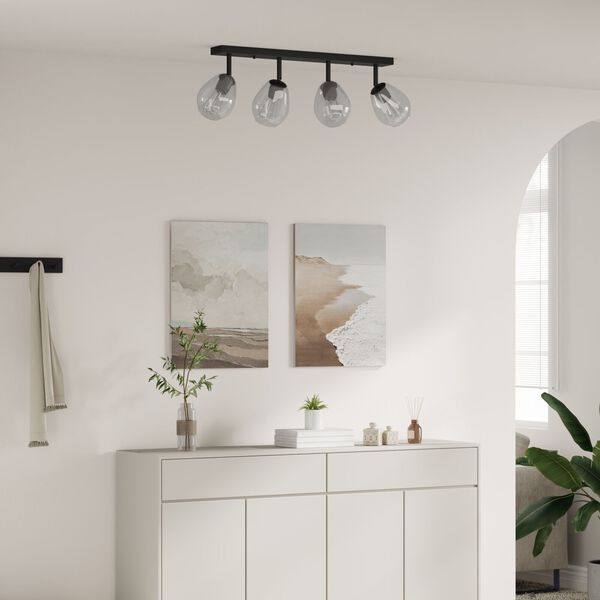 vidaXL Foco de teto Preto 73.5 x 13 x 26 cm Vidro e Metal