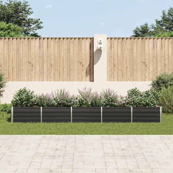 vidaXL Canteiro elevado jardim aço galvanizado 400x80x45 cm antracite