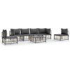 vidaXL 7 pcs conjunto lounge de jardim c/ almofad&otilde;es vime PE antracite