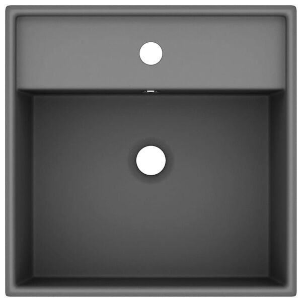 vidaXL Lavat&oacute;rio luxuoso quadrado 41x41 cm cer&acirc;mica cinza-escuro mate