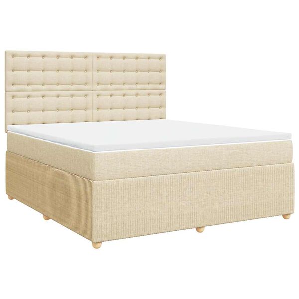 vidaXL Cama com molas/colch&atilde;o 180x200 cm tecido cor creme