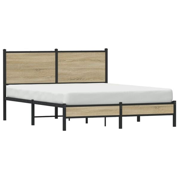 vidaXL Estrutura de cama sem colchão 140x200 cm metal carvalho sonoma