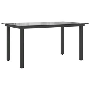 vidaXL Mesa de jardim em alum&iacute;nio e vidro 150x90x74 cm preto