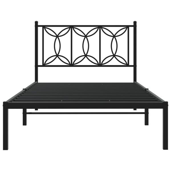 vidaXL Estrutura de cama com cabeceira 100x190 cm metal preto
