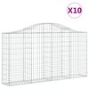 vidaXL Cestos gabi&atilde;o arqueados 10 pcs 200x30x100/120 ferro galvanizado