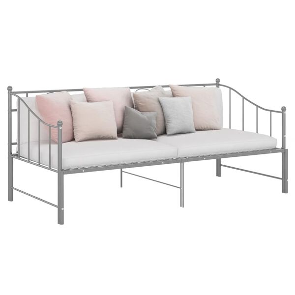 vidaXL Estrutura sof&aacute;-cama de puxar 90x200 cm metal cinzento