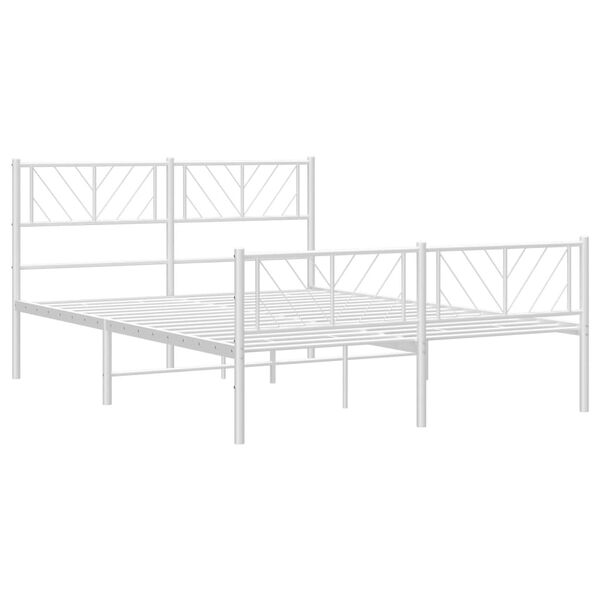 vidaXL Estrutura de cama com cabeceira e p&eacute;s 140x190 cm metal branco