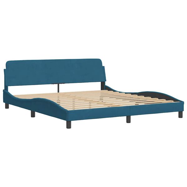 vidaXL Estrutura de cama com cabeceira Dover 180x200 cm veludo azul