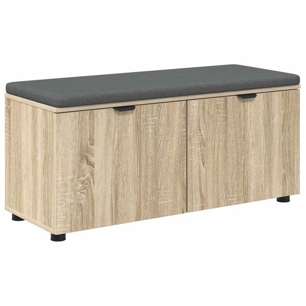 vidaXL Banco de Hall com almofada Carvalho Sonoma 100 x 38 x 46 cm