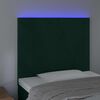vidaXL Cabeceira de cama c/ LED veludo 90x5x118/128 cm verde-escuro