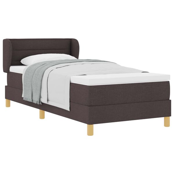 vidaXL Cama Box com colch&atilde;o Marrom Escuro 90 x 190 cm tecido