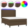 vidaXL Cama box spring c/ colch&atilde;o/LED 140x190cm tecido castanho-escuro