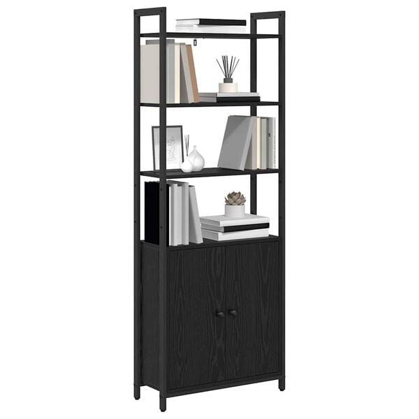 vidaXL Gabinete de Livros Carvalho Preto 60 x 24 x 161 cm