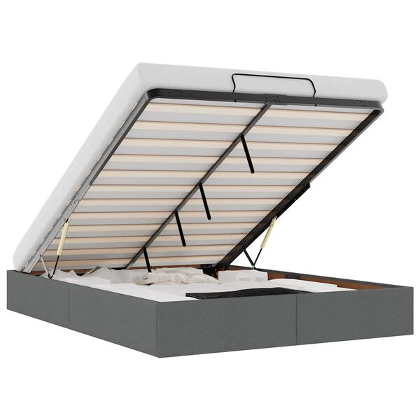 vidaXL Estrutura de cama otomana sem colch&atilde;o 140x200cm cinzento-escuro